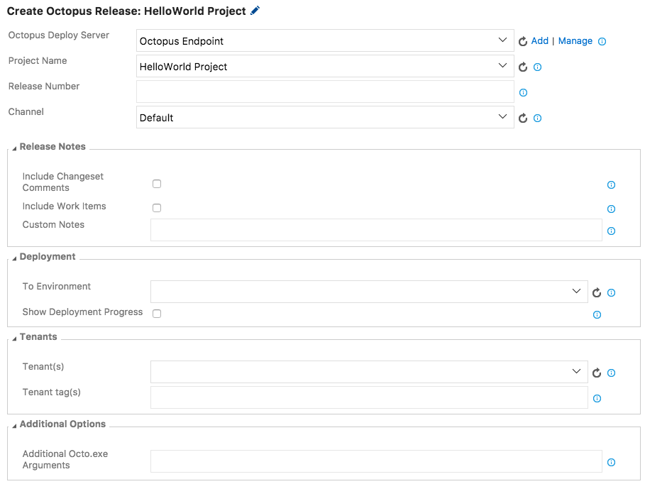 Configure Create Release Step